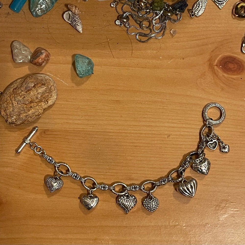 (SOLD) Brighton Silver Heart Charm Bracelet